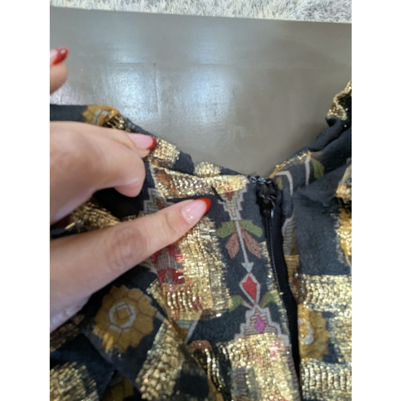 Vintage 1960s Oscar de la Renta boutique maxi dress in black and gold metallic - Picture 14 of 16